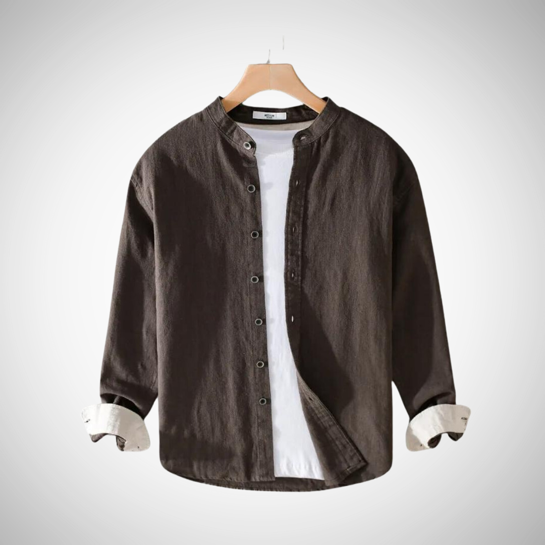 tommy linen long sleeve shirt for men tan1e.png